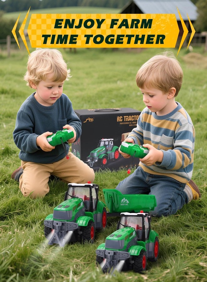 HuiJuKeJi Remote Control Tractor,1/24 Scale with Dump Trailer, Rechargeable RC Farm Vehicle Toy with Light and Sound for Kids, Ideal Christmas Birthday Gift for Boys and Girls Ages 6+ - Image 4